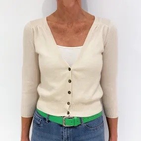 Cream Cashmere V-Neck Cardigan Small