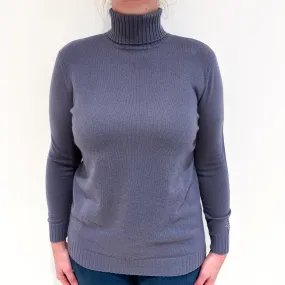 Dusky Purple Cashmere Polo Neck Jumper Large