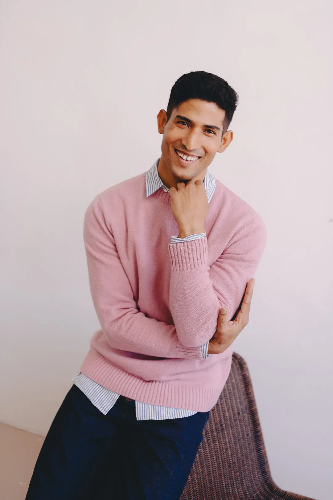 Dusty Pink Lambswool Crew Neck Jumper