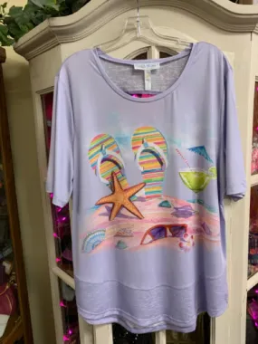 Ellen Negley Size X-Large Multi Lavender Tunic