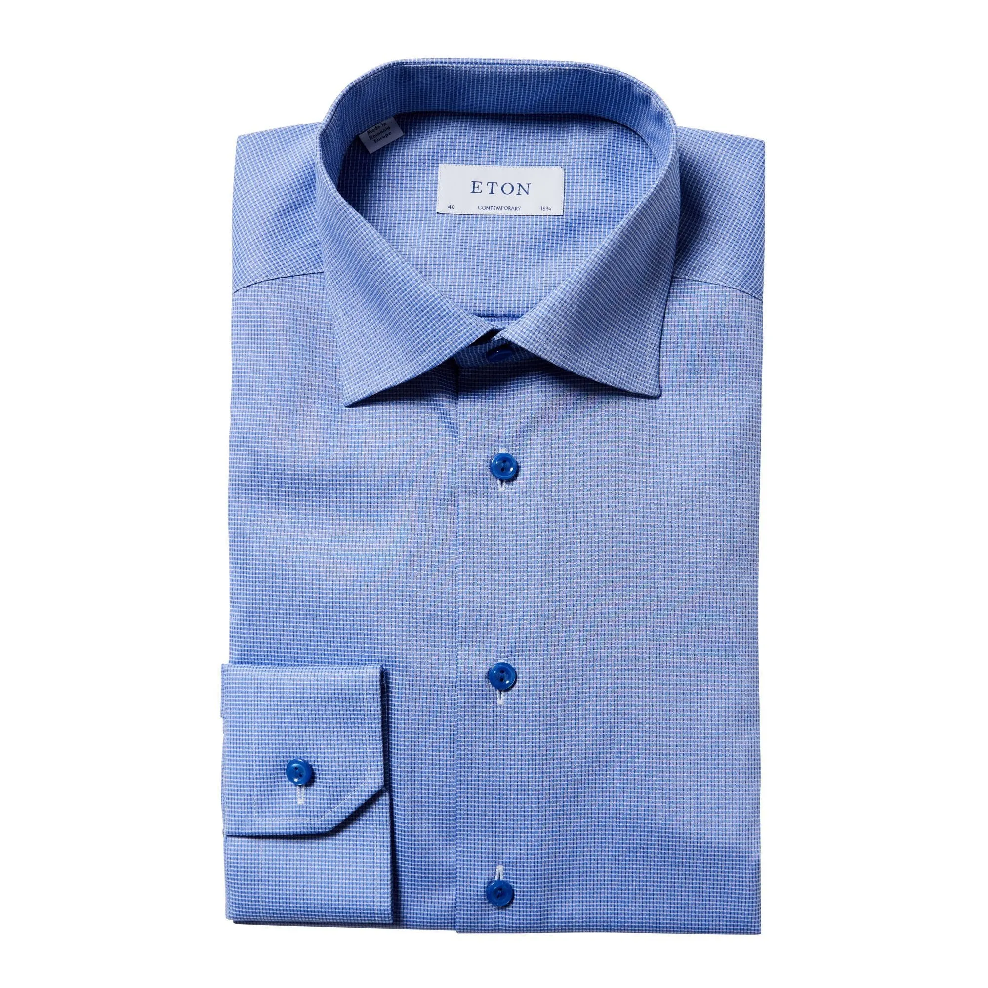 ETON Dobby Shirt Single Cuff Contemporary Fit MID BLUE