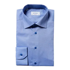 ETON Dobby Shirt Single Cuff Contemporary Fit MID BLUE