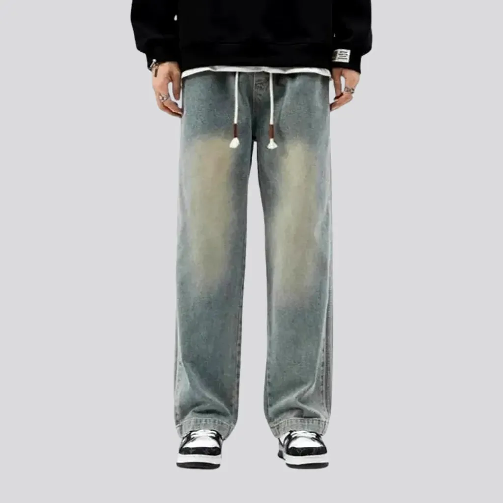 Faded wash and 90s style men's denim joggers