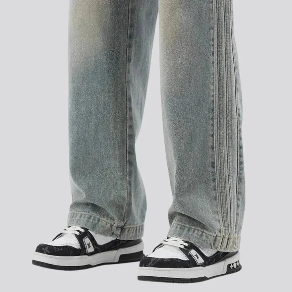 Faded wash and 90s style men's denim joggers