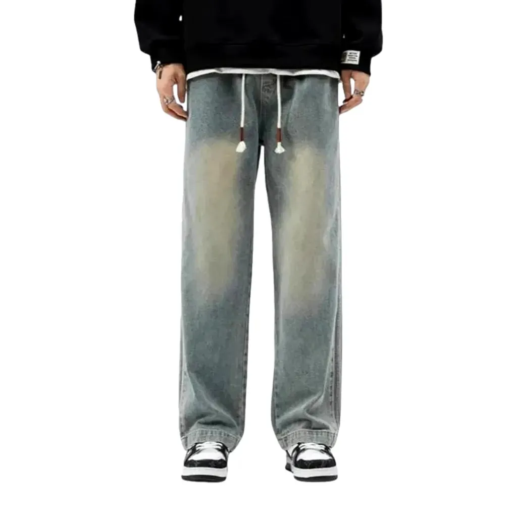 Faded wash and 90s style men's denim joggers