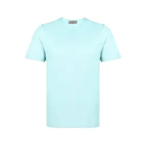 FERRANTE Cotton Jersey Crew Neck T-Shirt TURQUOISE