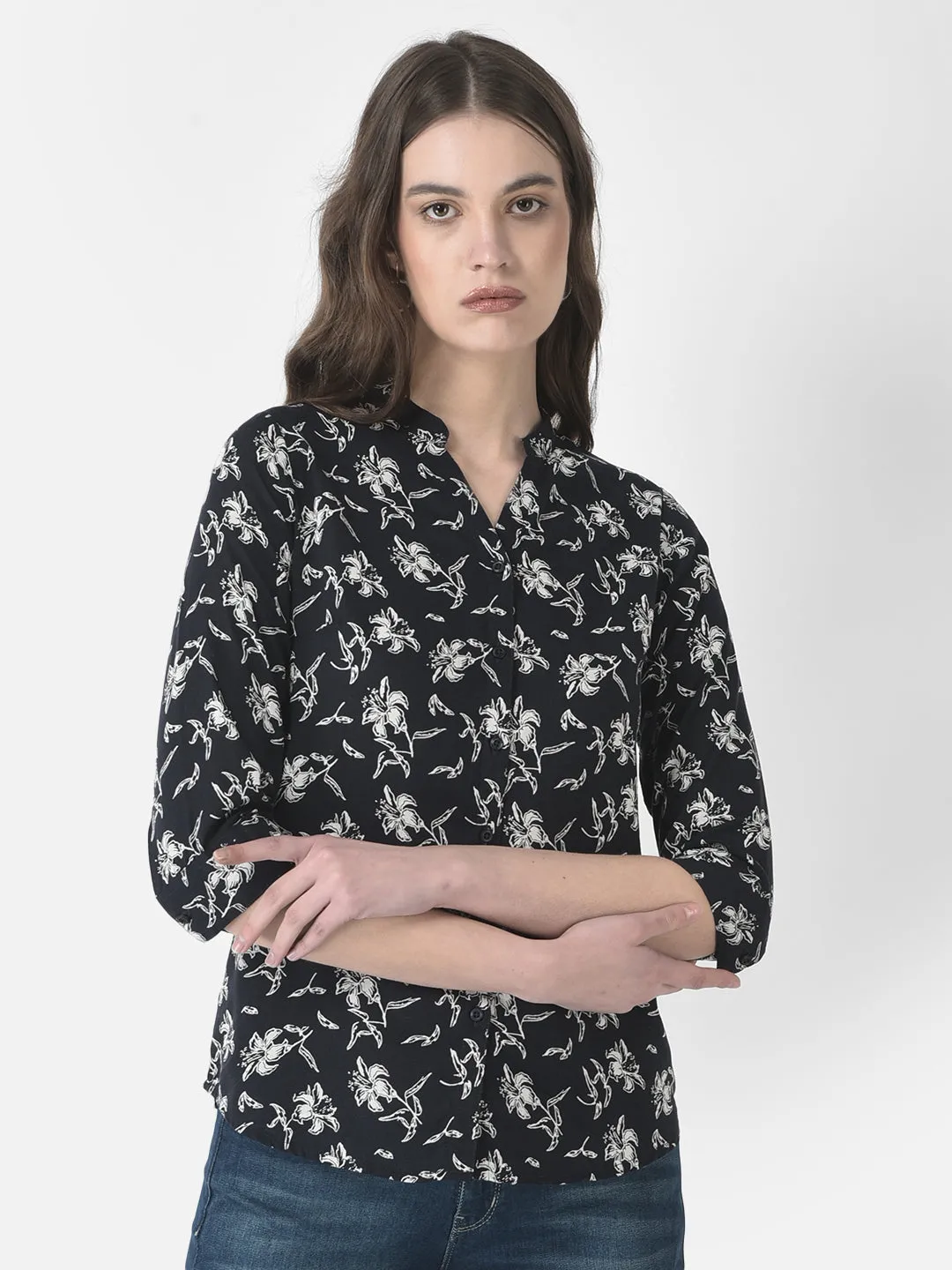 Floral Black Shirt