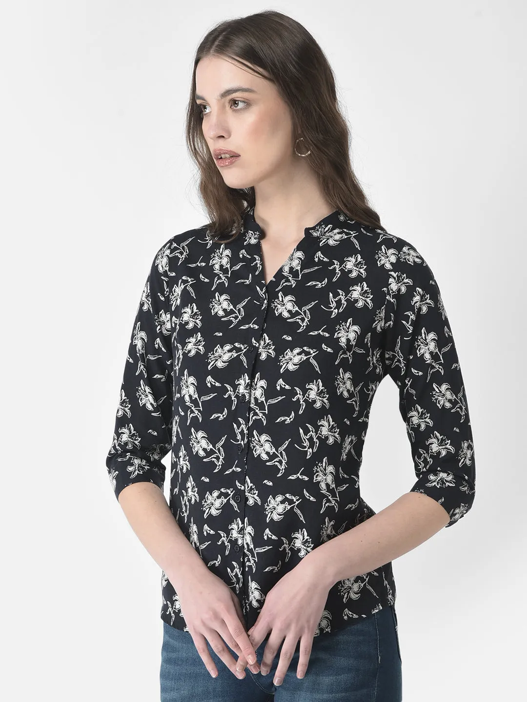 Floral Black Shirt