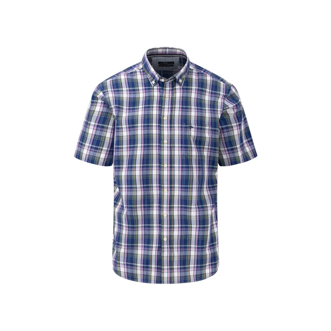 Fynch-Hatton Pure Cotton Button Down Collar Superfine Check Short Sleeve Shirt 14048071