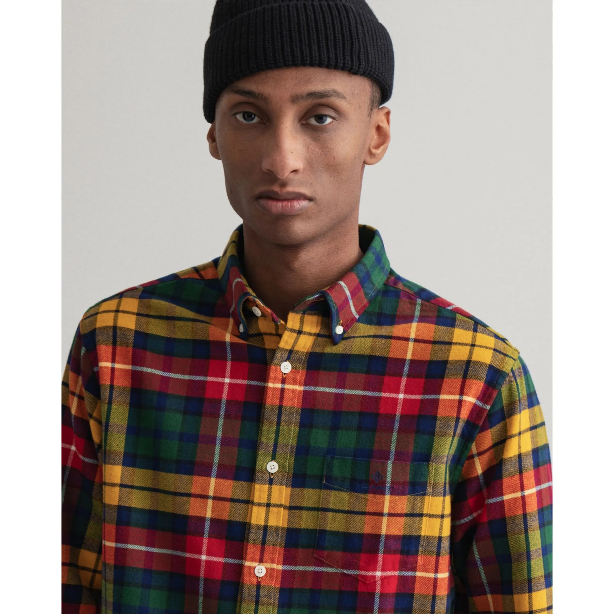 GANT Regular Fit Check Flannel Shirt - Medallion Yellow