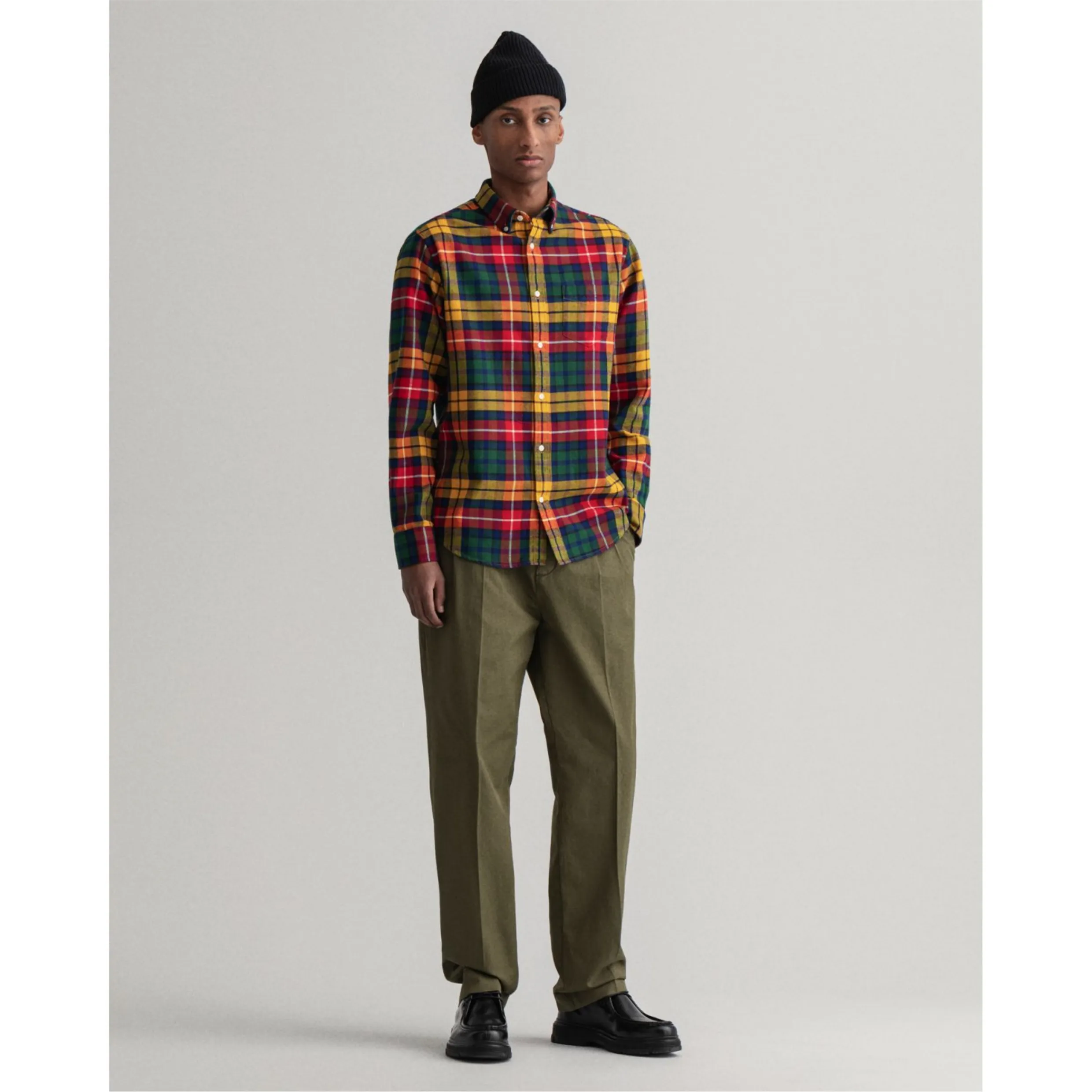 GANT Regular Fit Check Flannel Shirt - Medallion Yellow