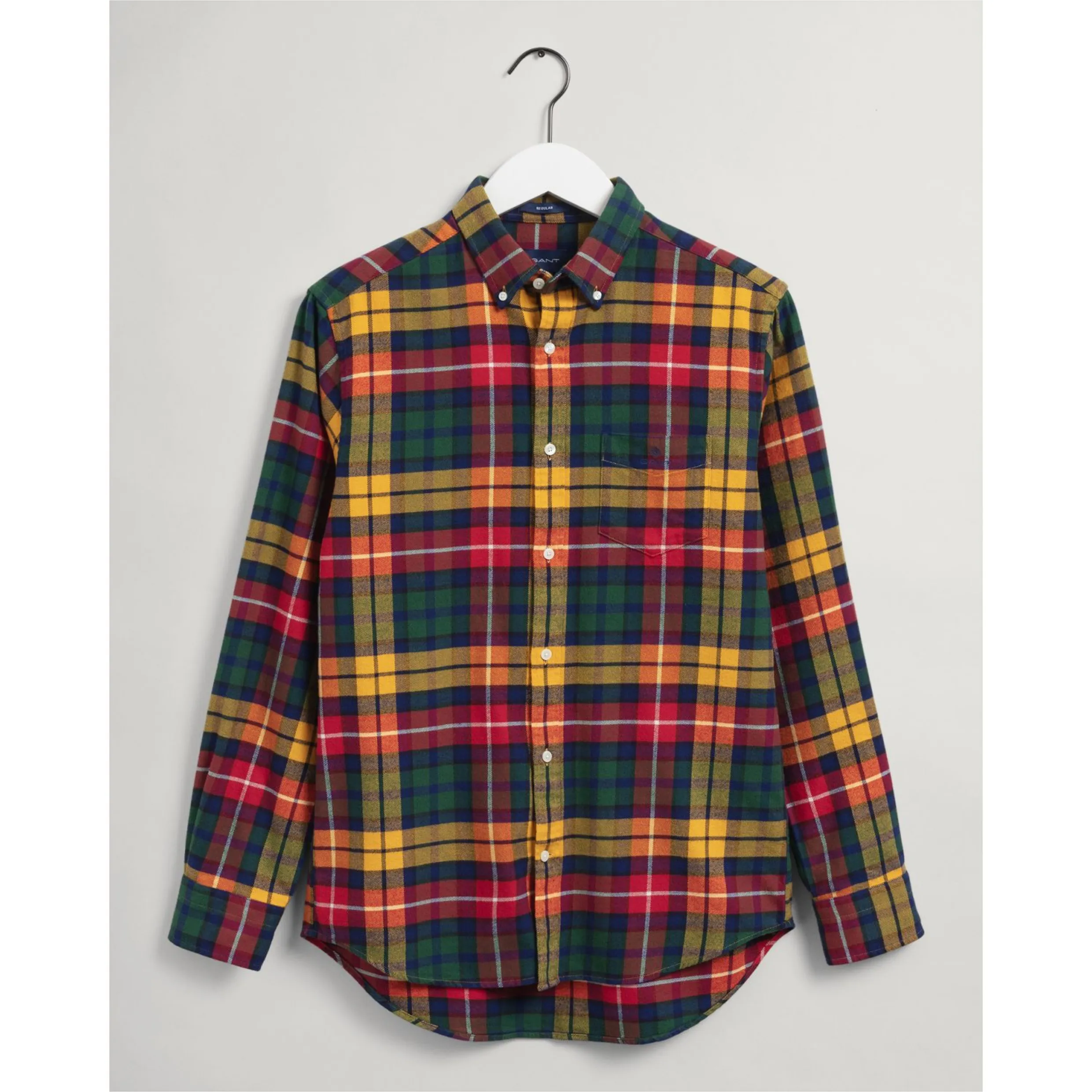 GANT Regular Fit Check Flannel Shirt - Medallion Yellow