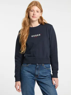 Guess Jeans Navy Crop Embroidered Jumper