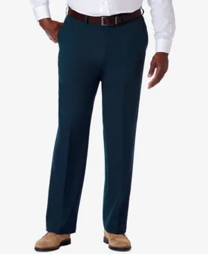 Haggar Mens Classic fit Dress Pants 48 / 29 Navy Blue Solid Stretch