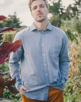 Hartford Derek Blue Brushed Cotton Shirt