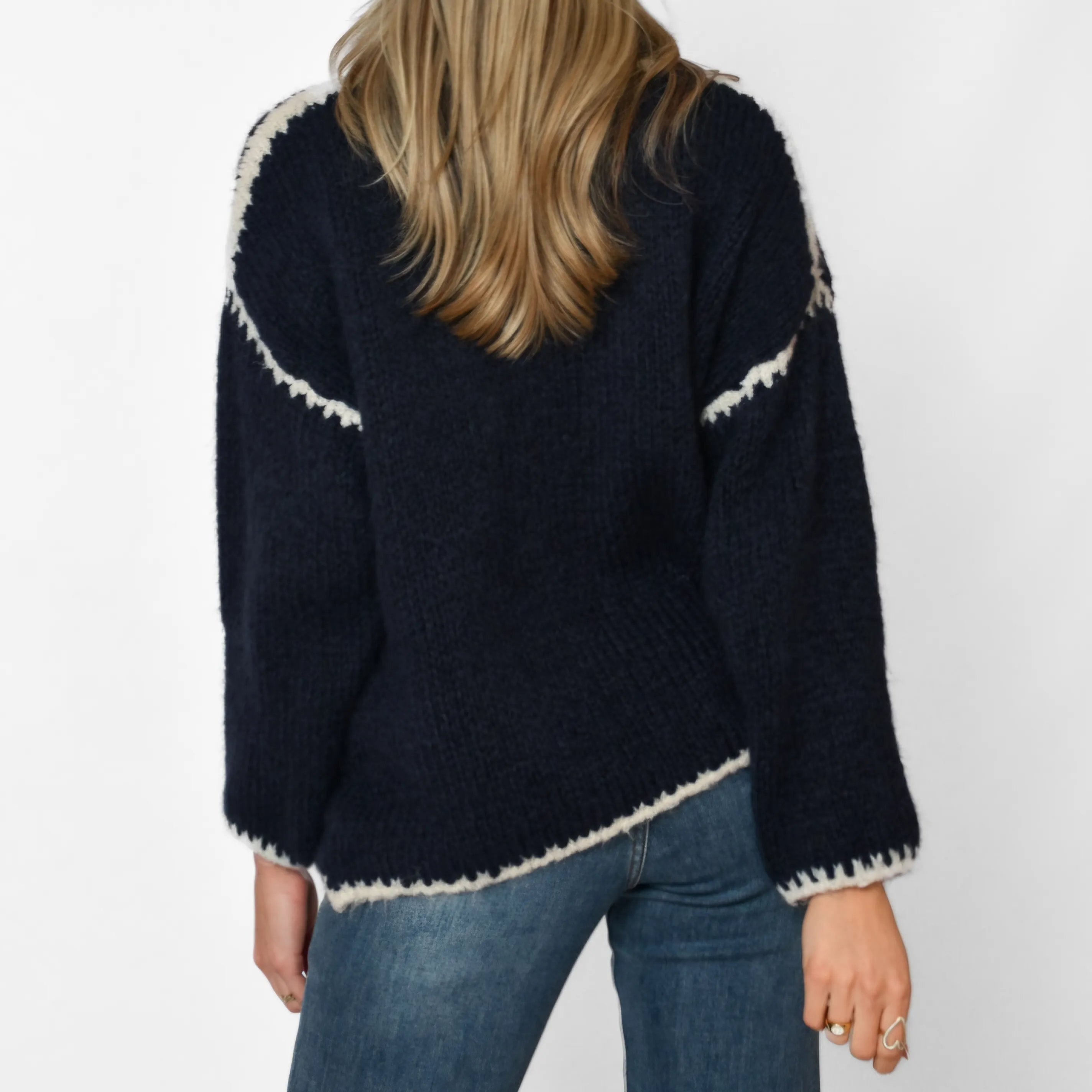 Helena Wool Stitch Jumper in Navy