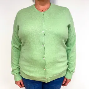 Hellebore Green Cashmere Crew Neck Cardigan Extra Large