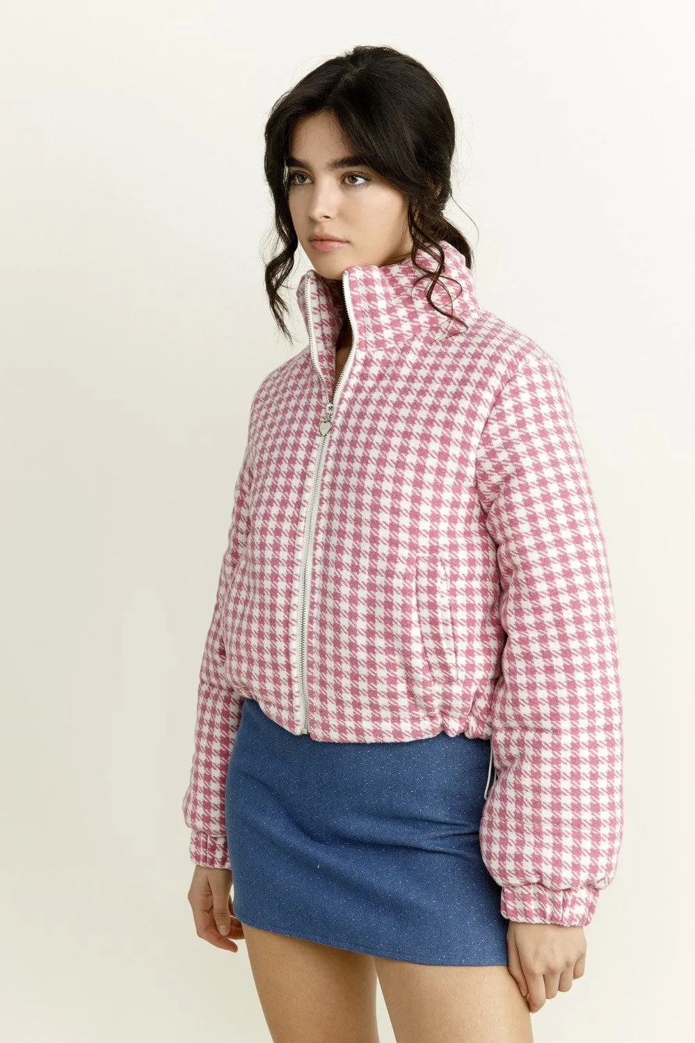 houndstooth puffer jacket