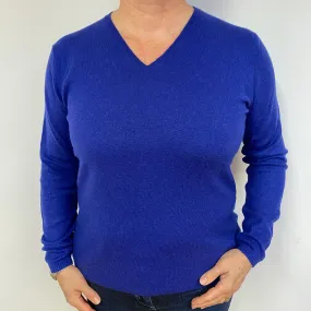 Indigo Blue Cashmere V-Neck Jumper Large.