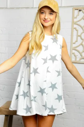Ivory Thermal Out Seam Star Print Top