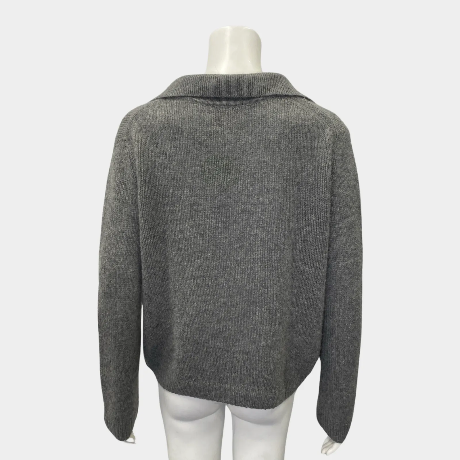 Khaite women's grey v-neck jumper with logo
