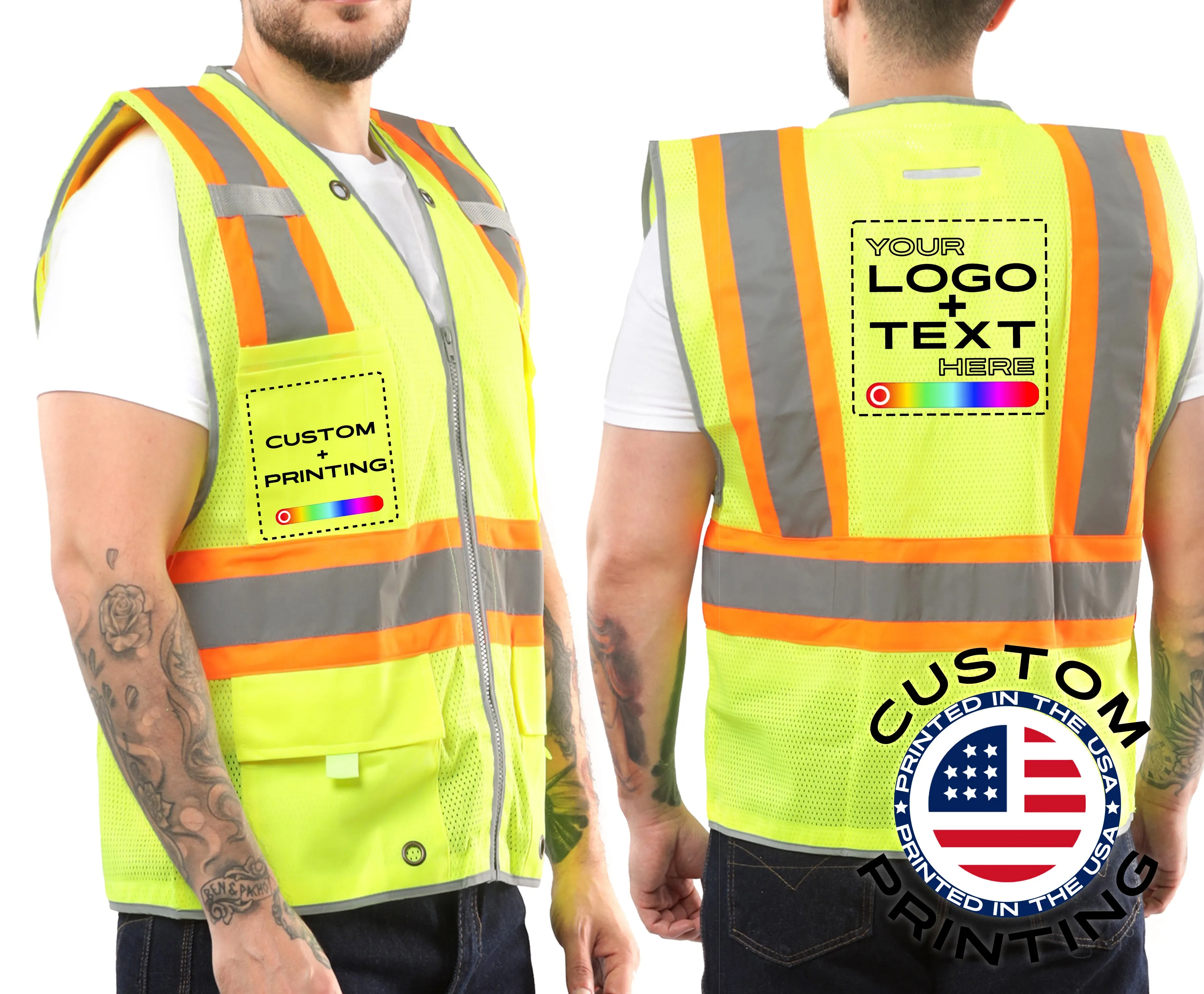Kolossus Custom Safety Vest, High Visibility, Construction Vest, Add your own Logo