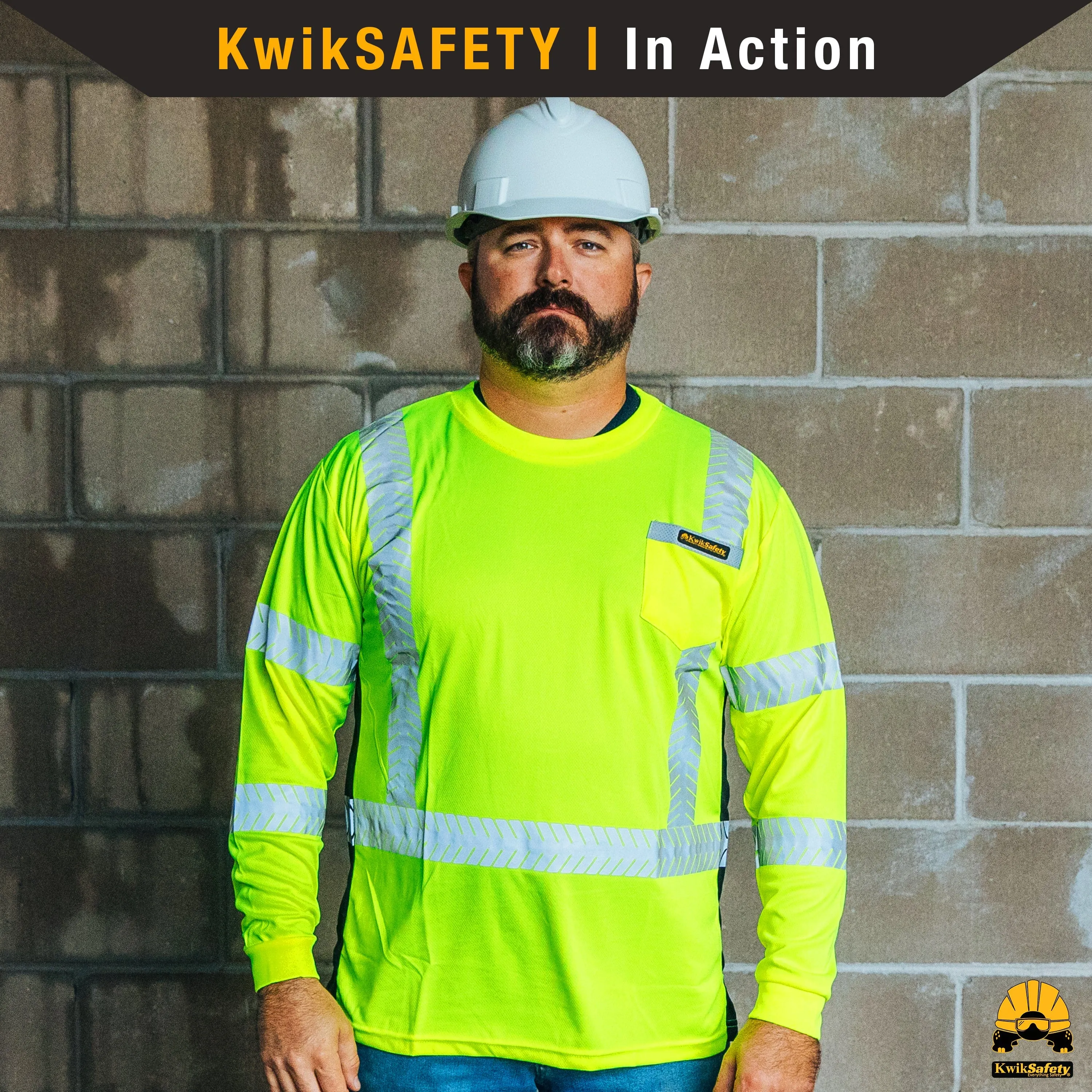 KwikSafety RENAISSANCE MAN Safety Shirt (FISHBONE TAPE) Class 3 Long Sleeve ANSI Tested OSHA Compliant Hi Vis Reflective PPE - Model No.: KS4402