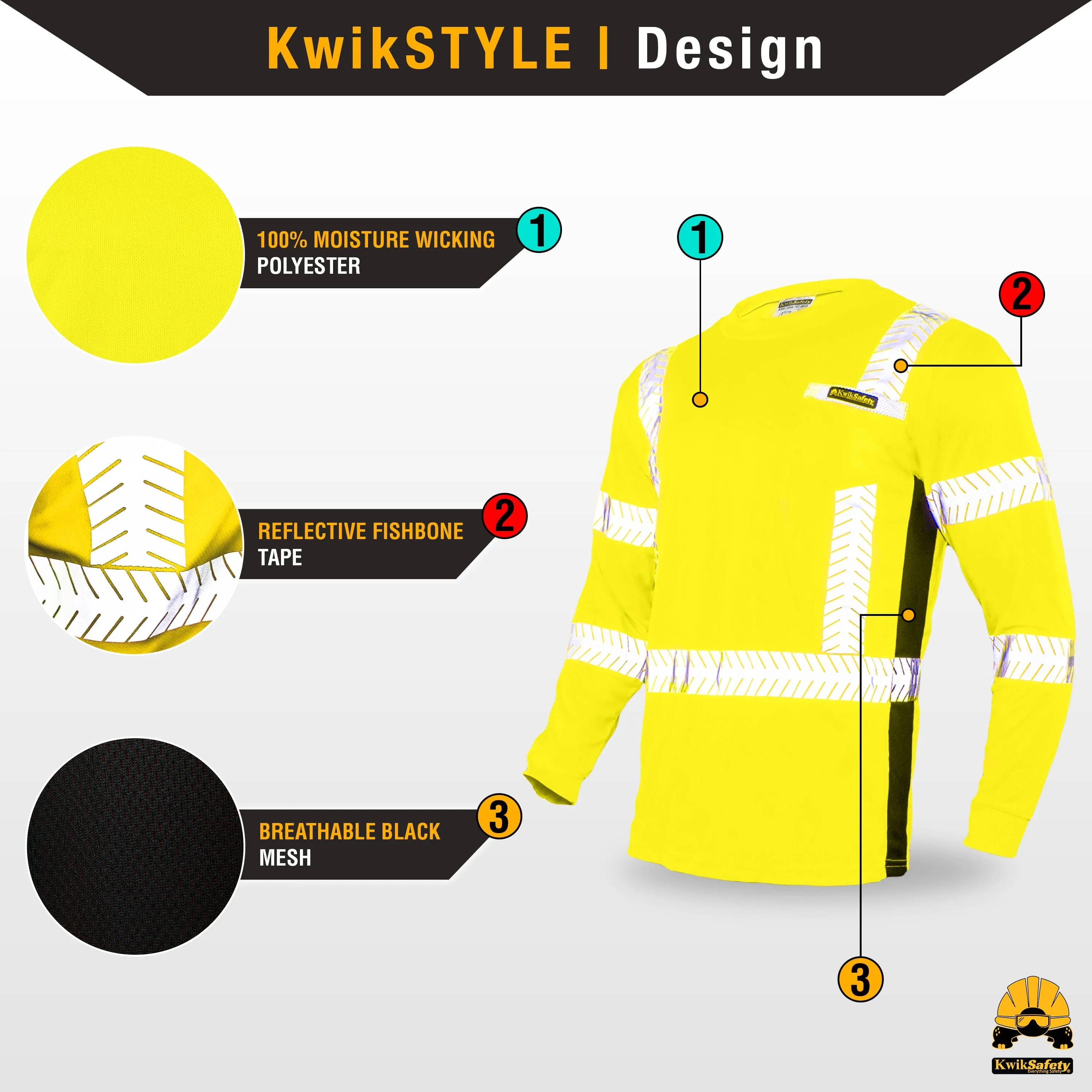 KwikSafety RENAISSANCE MAN Safety Shirt (FISHBONE TAPE) Class 3 Long Sleeve ANSI Tested OSHA Compliant Hi Vis Reflective PPE - Model No.: KS4402
