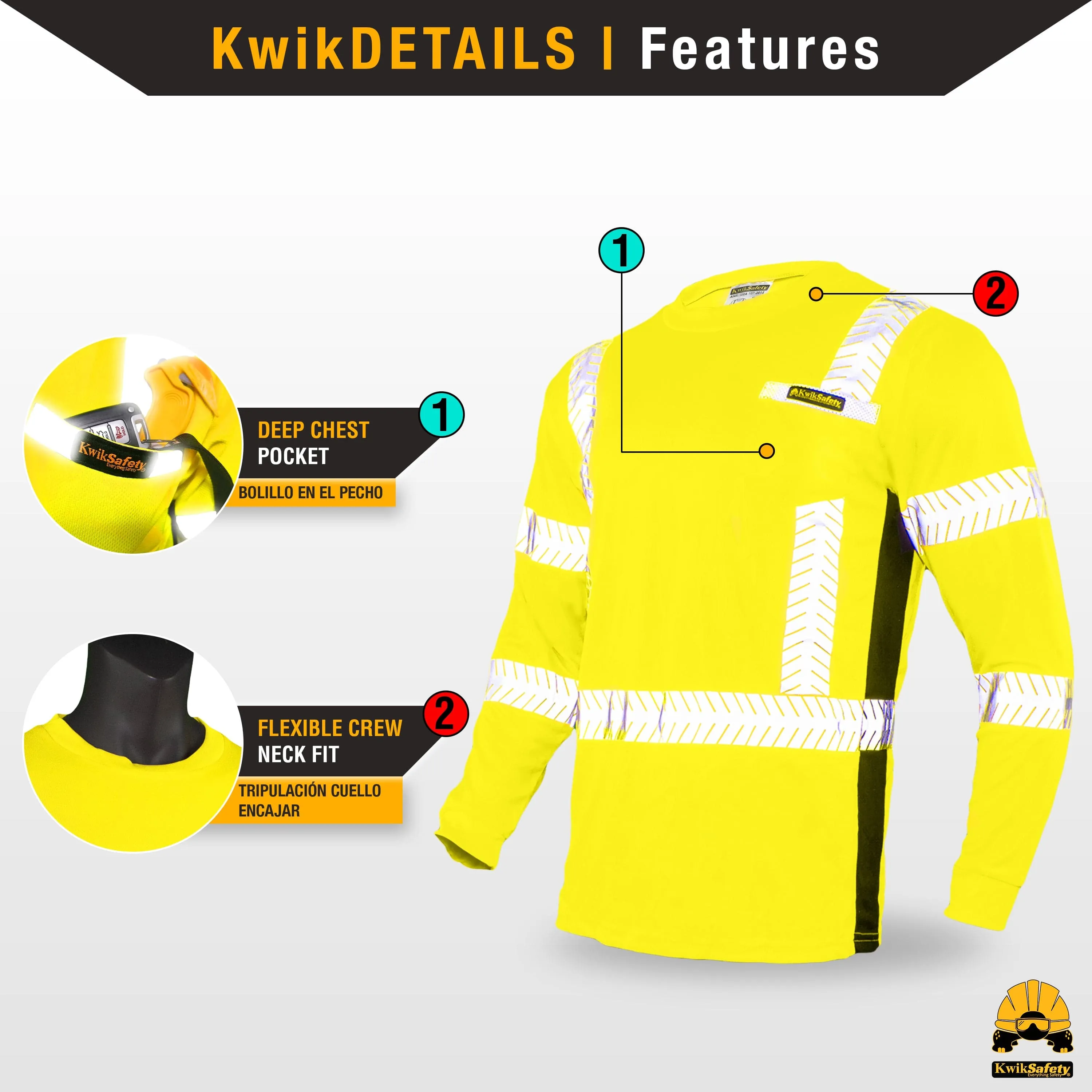 KwikSafety RENAISSANCE MAN Safety Shirt (FISHBONE TAPE) Class 3 Long Sleeve ANSI Tested OSHA Compliant Hi Vis Reflective PPE - Model No.: KS4402