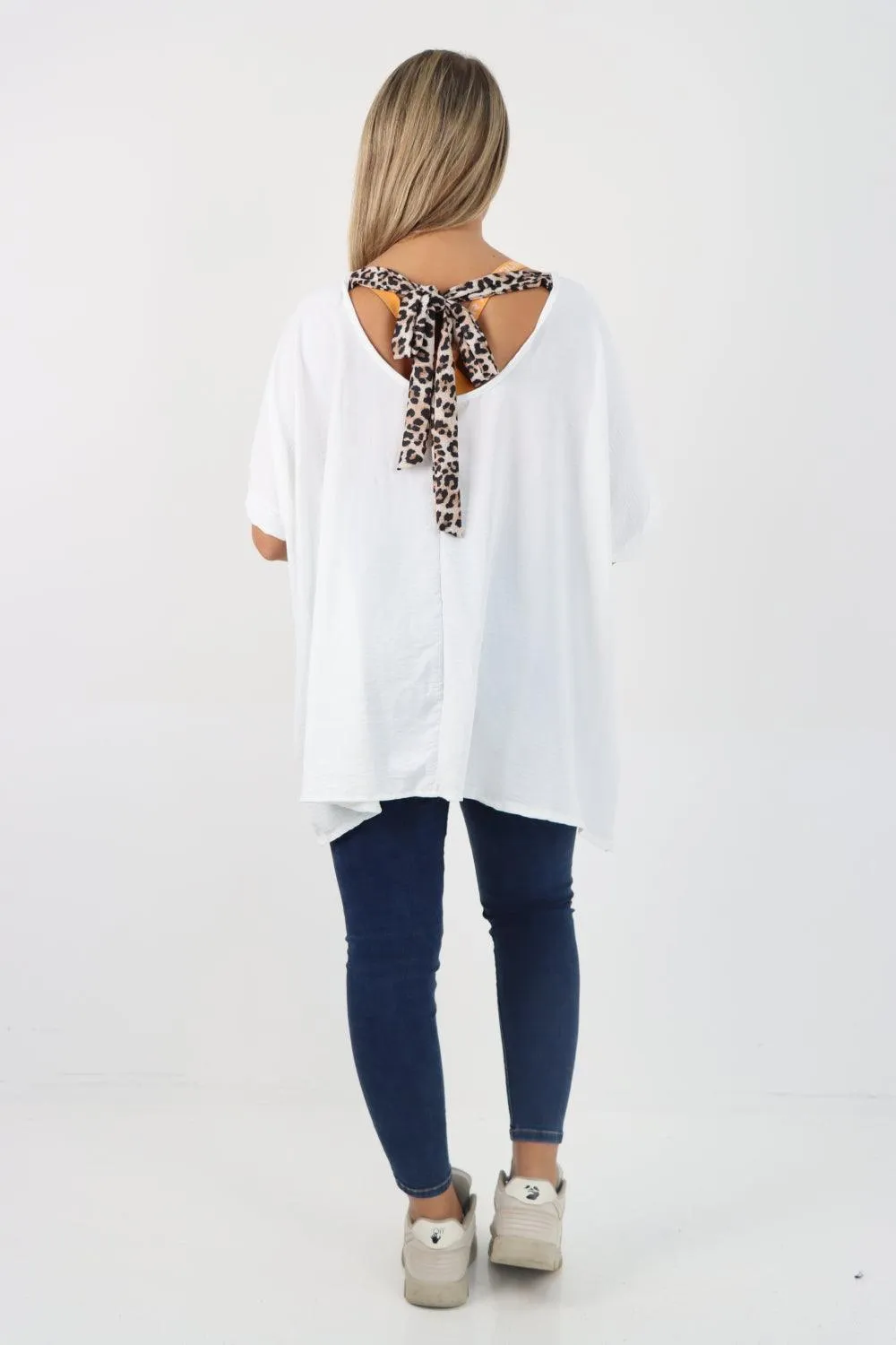 Leopard Tie Back Knot Tunic Top