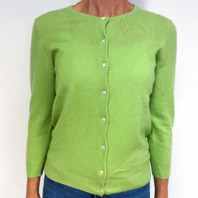 Lime Green 3/4 Sleeve Cashmere Crew Neck Cardigan Medium