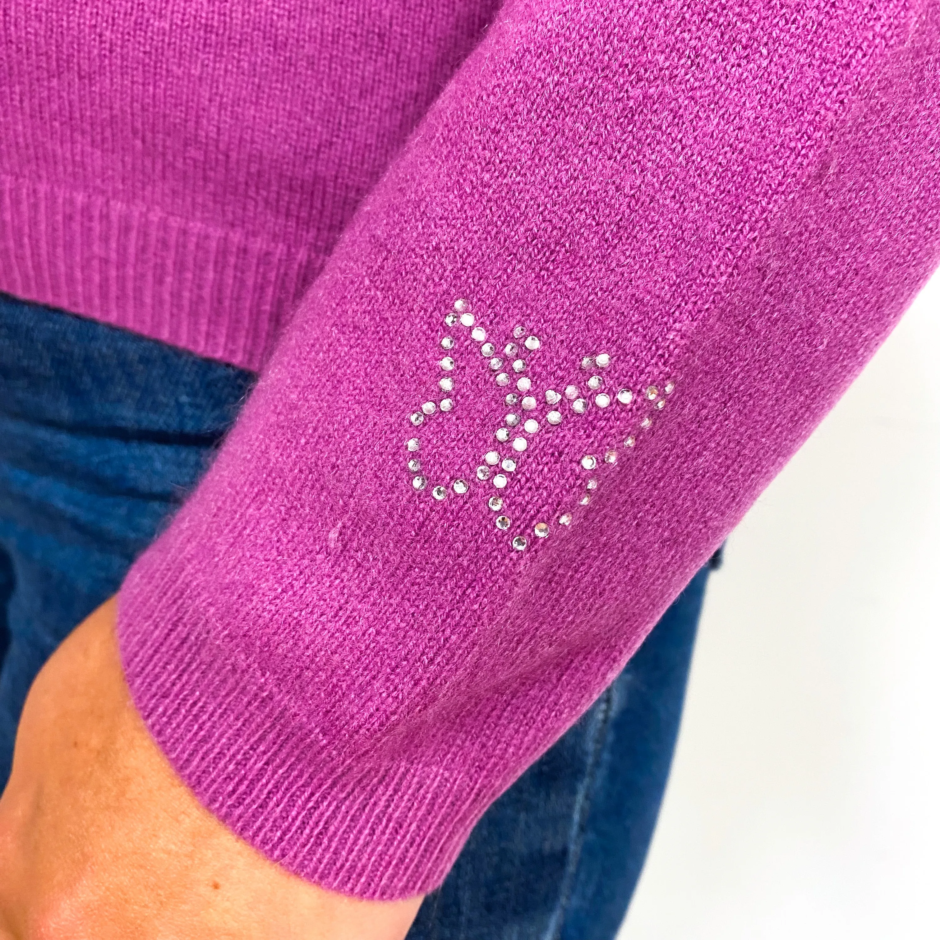 Loganberry Purple Cashmere Scoop Neck Jumper Small