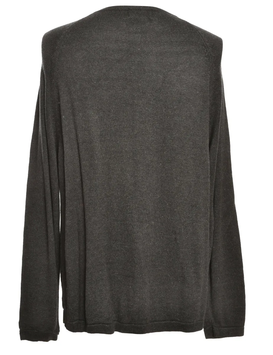 Long Sleeved Dark Grey Knit Jumper - L