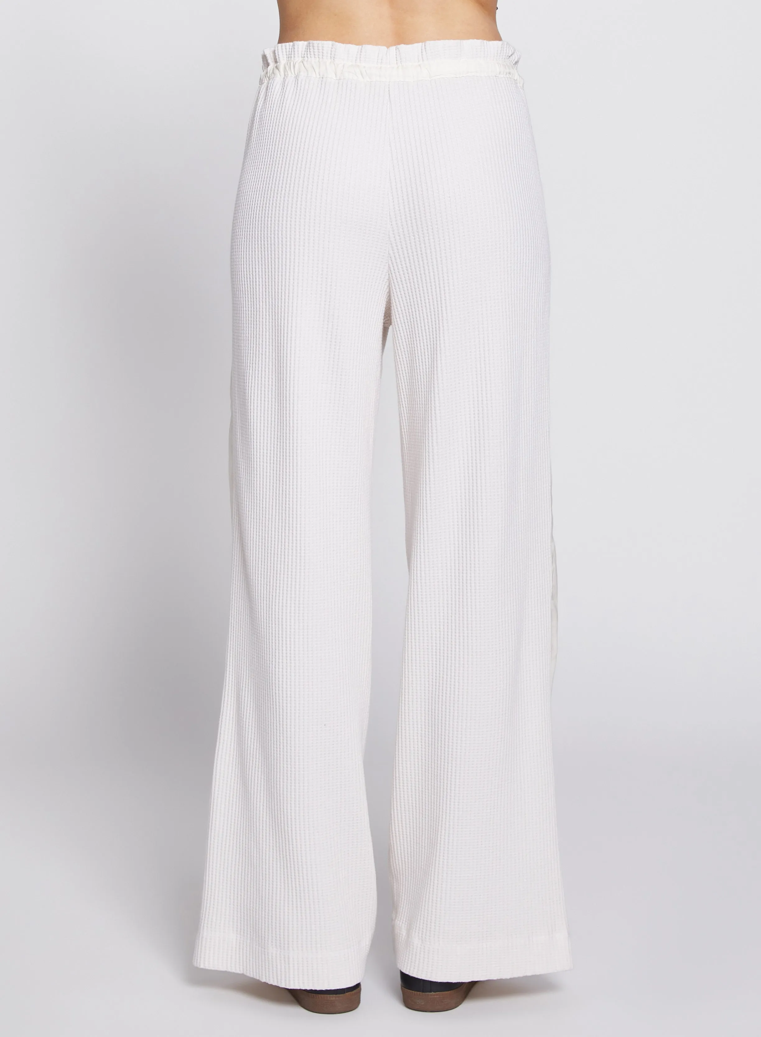 Luxe Thermal Ruched Waist Pant in Cream