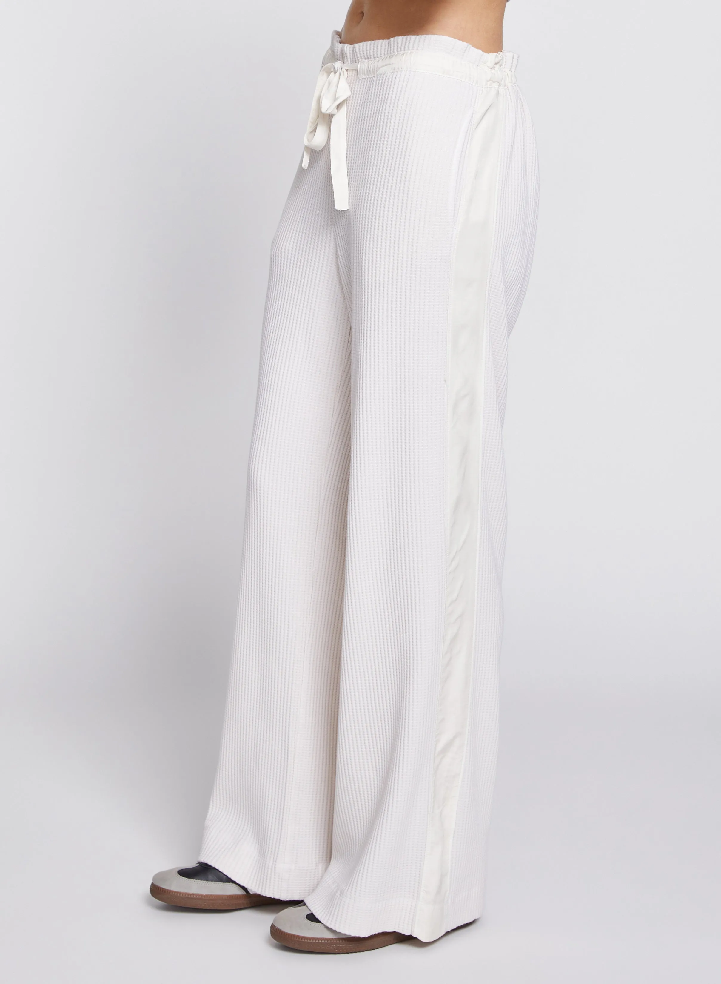 Luxe Thermal Ruched Waist Pant in Cream