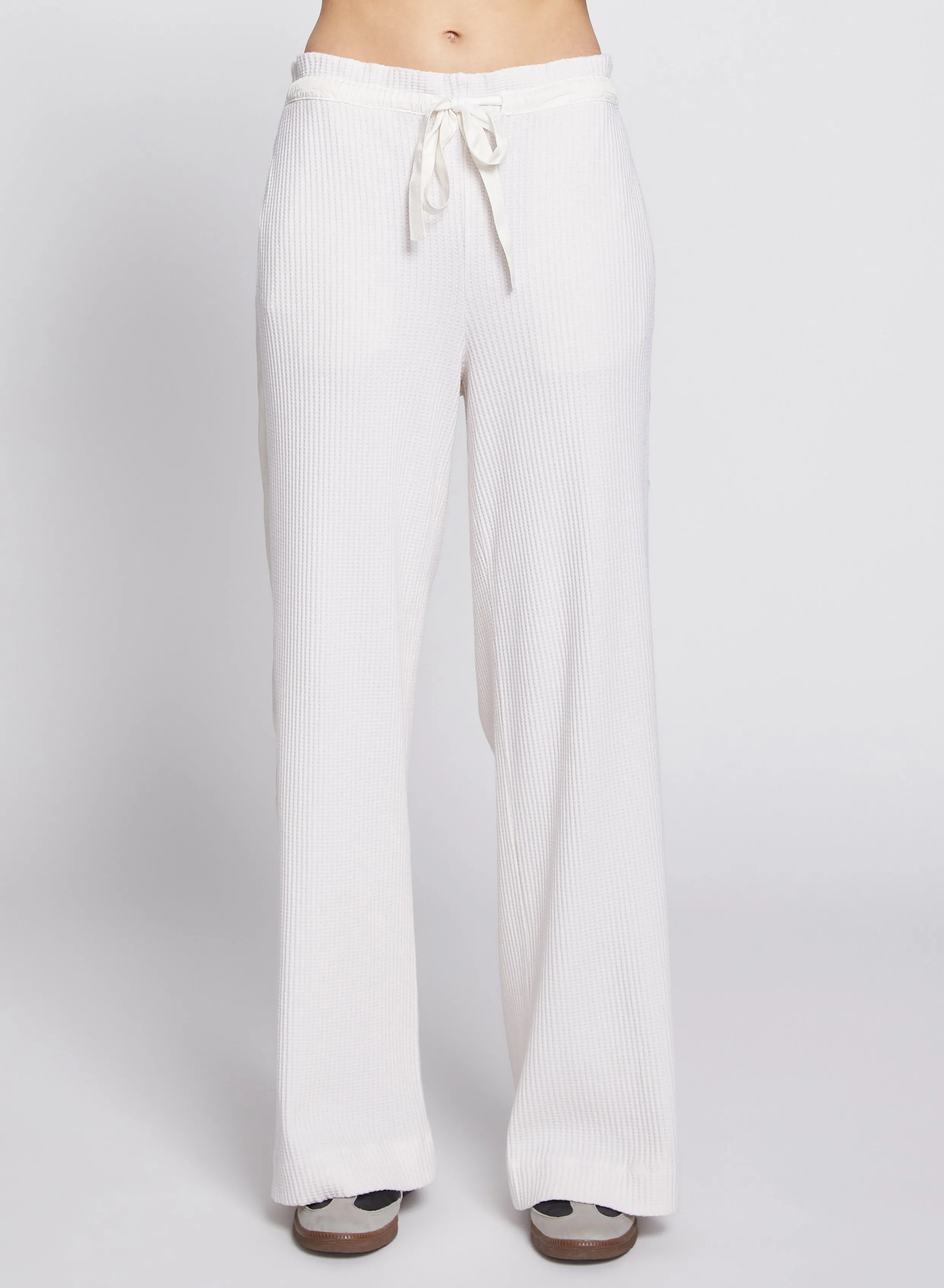 Luxe Thermal Ruched Waist Pant in Cream
