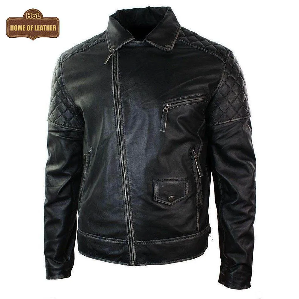 M077 Free Authentic Black Wallet Real Leather Jacket