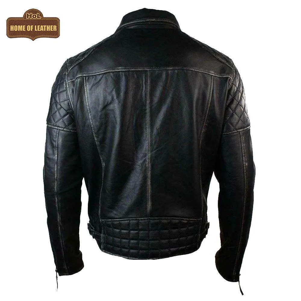 M077 Free Authentic Black Wallet Real Leather Jacket