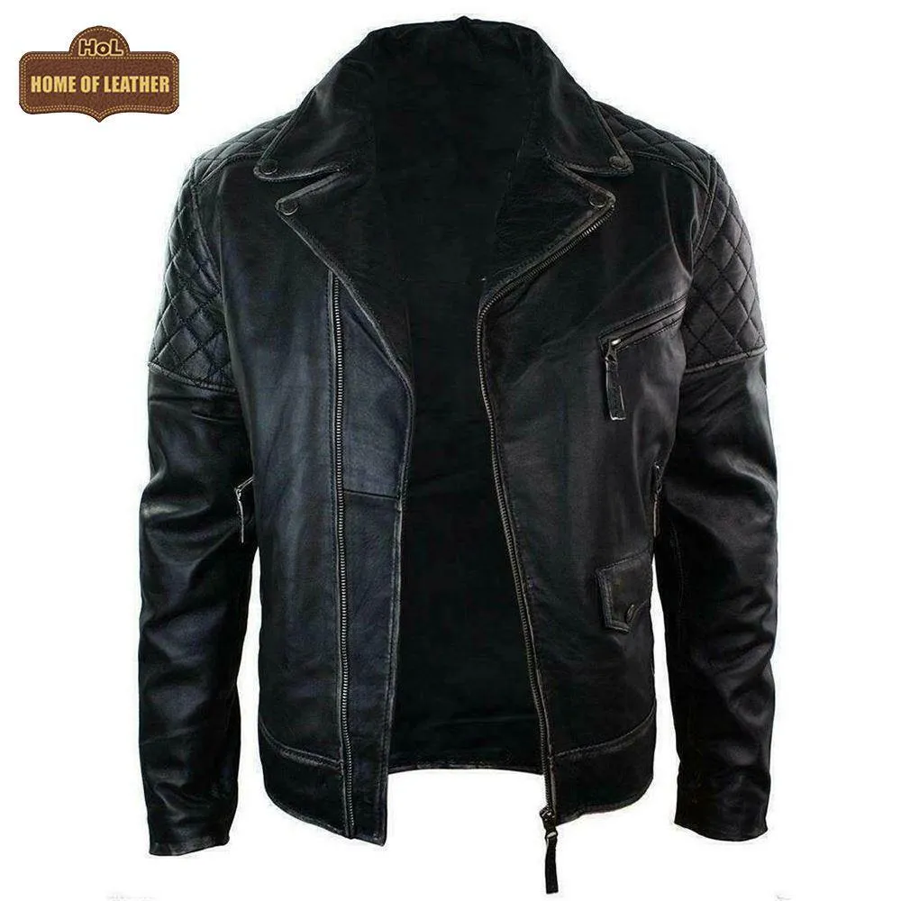 M077 Free Authentic Black Wallet Real Leather Jacket