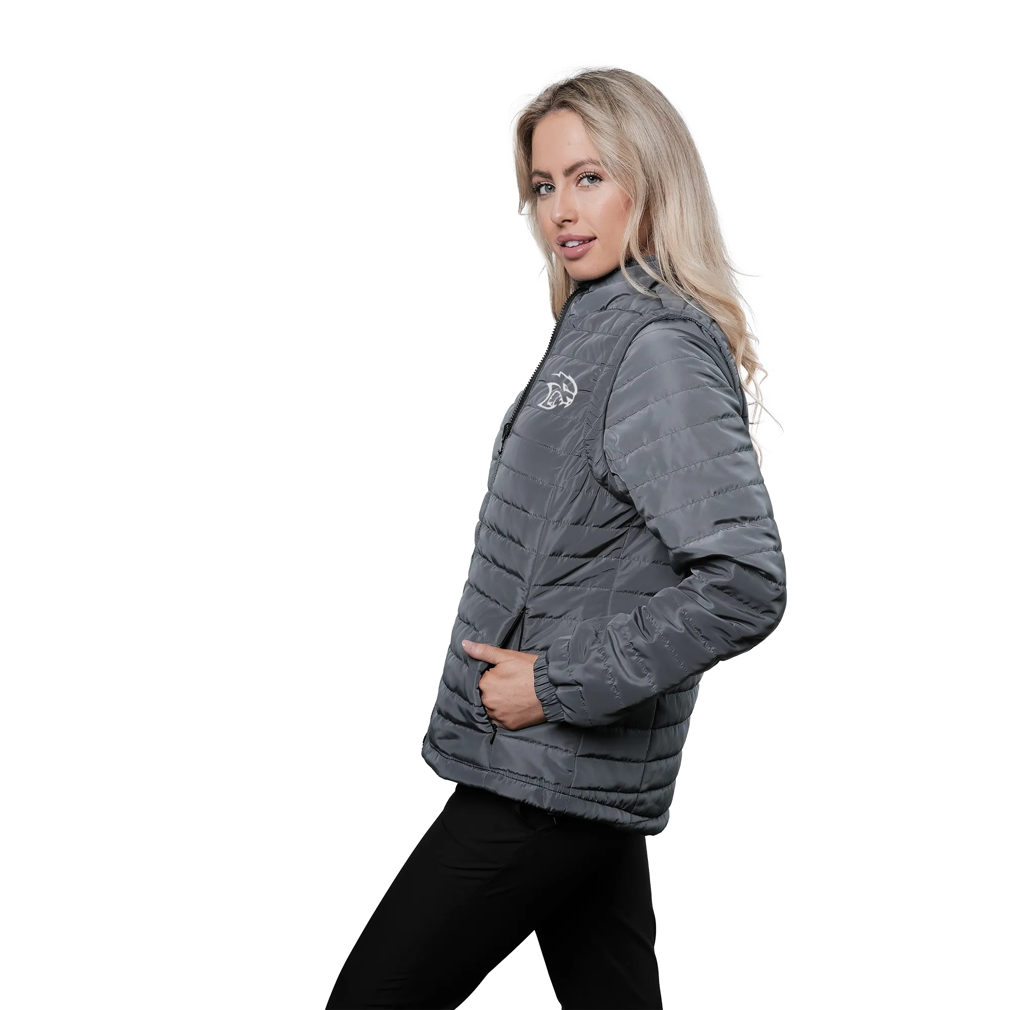 Marwin Sports Dodge Hellcat Puffer Women's Jacket - Grey