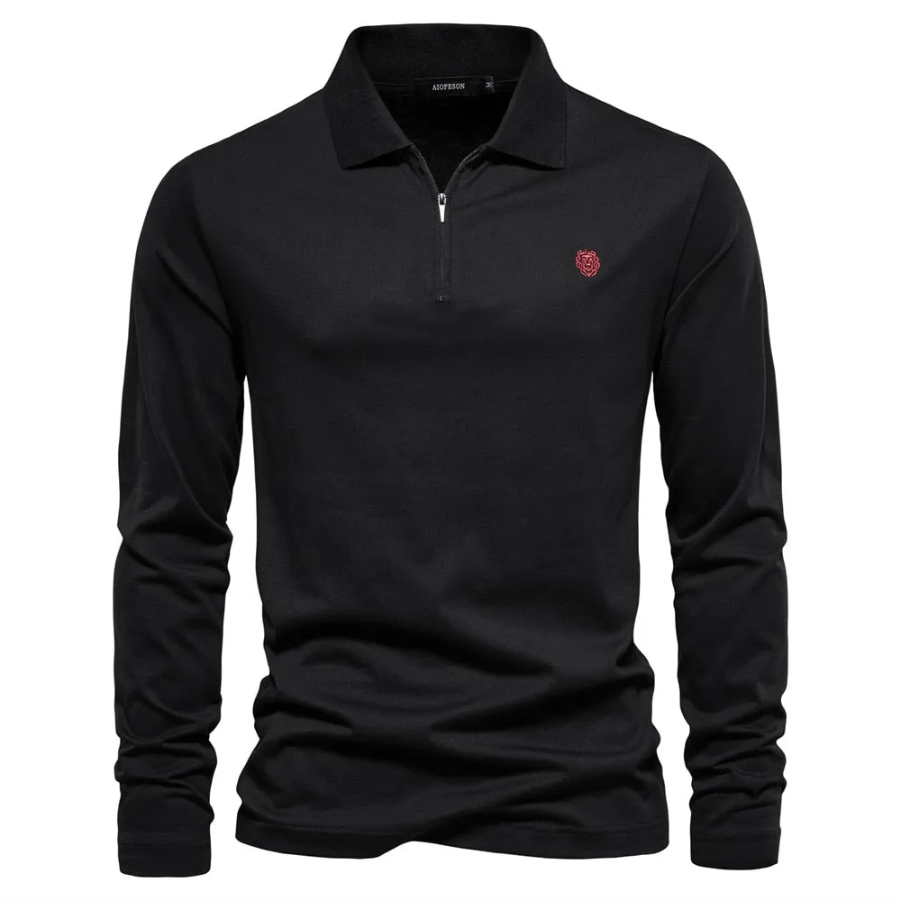 Men long Sleeve Cotton Polo T-Shirts