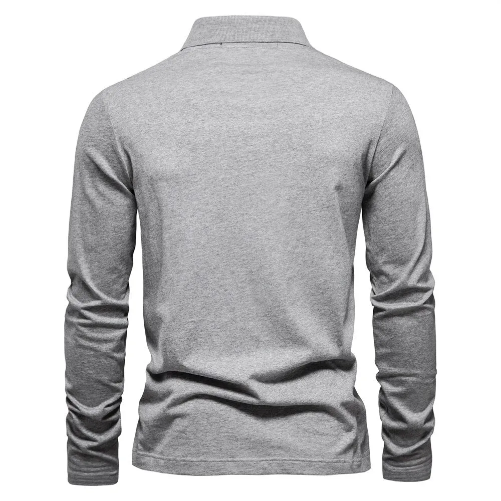 Men long Sleeve Cotton Polo T-Shirts