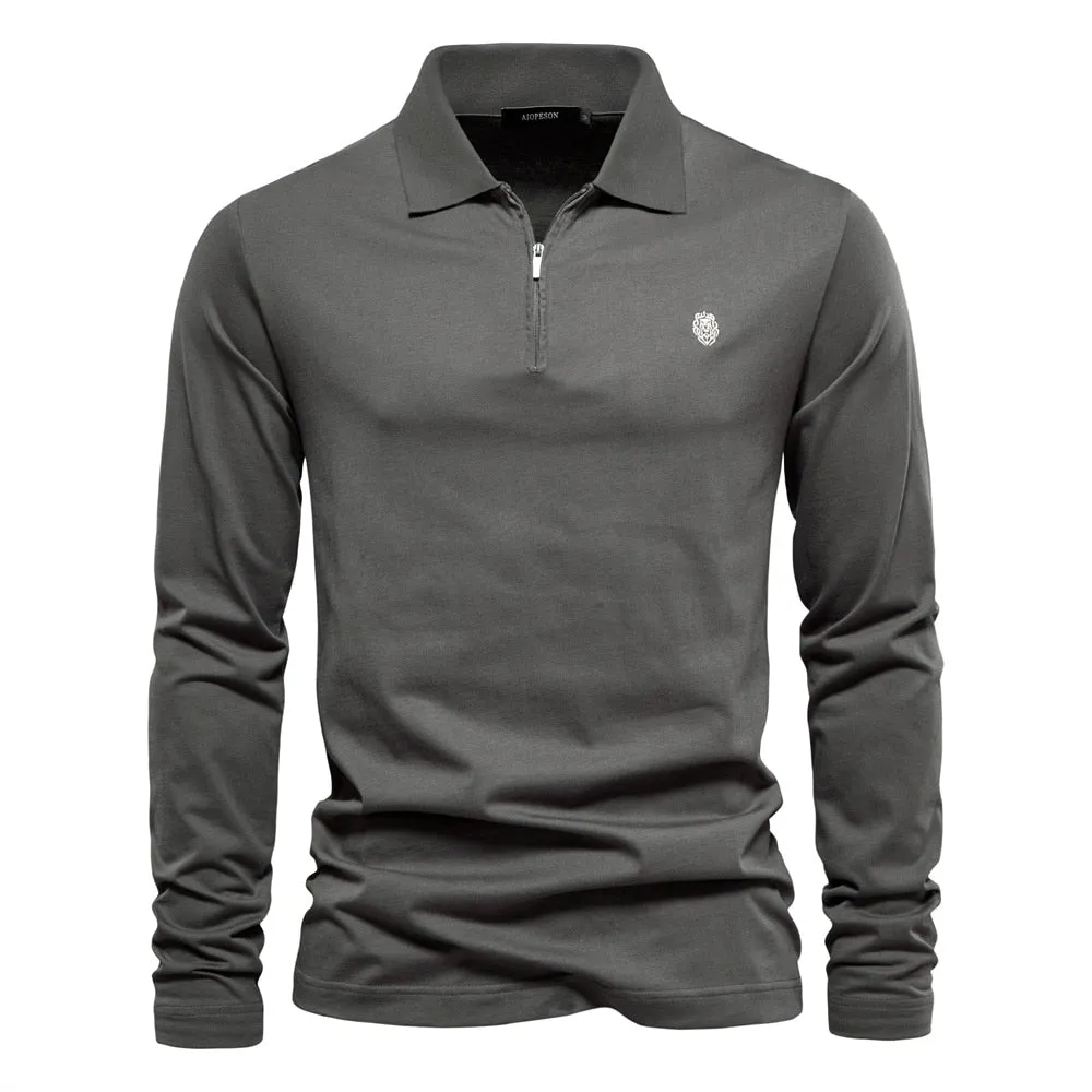 Men long Sleeve Cotton Polo T-Shirts