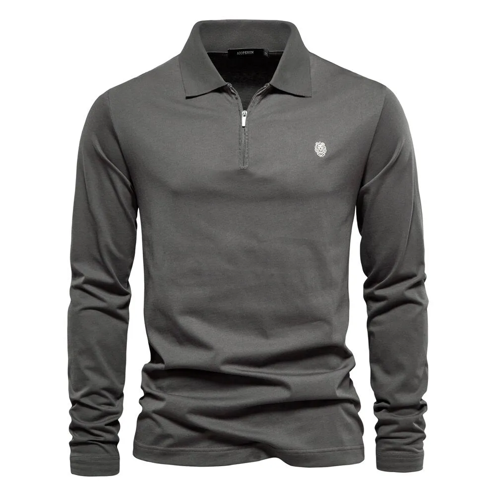 Men long Sleeve Cotton Polo T-Shirts
