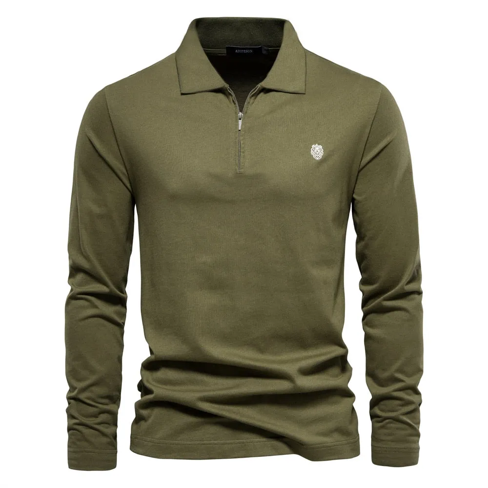 Men long Sleeve Cotton Polo T-Shirts
