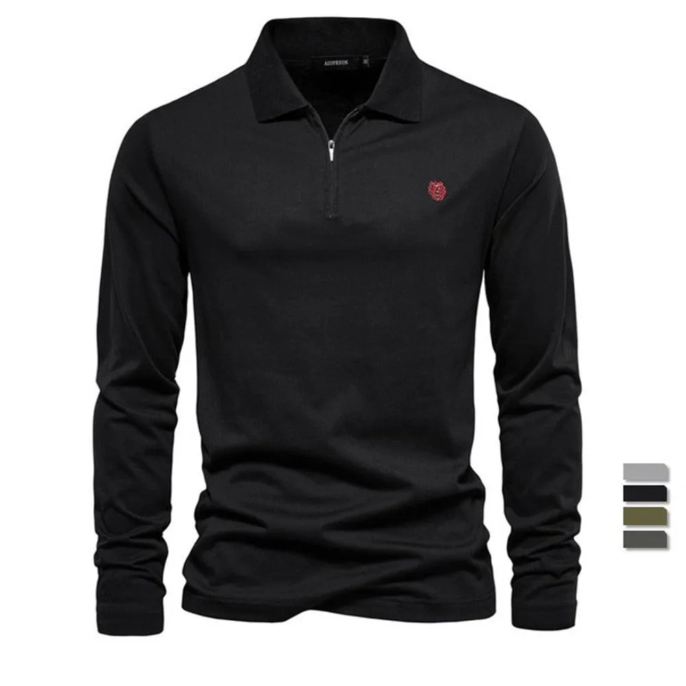 Men long Sleeve Cotton Polo T-Shirts