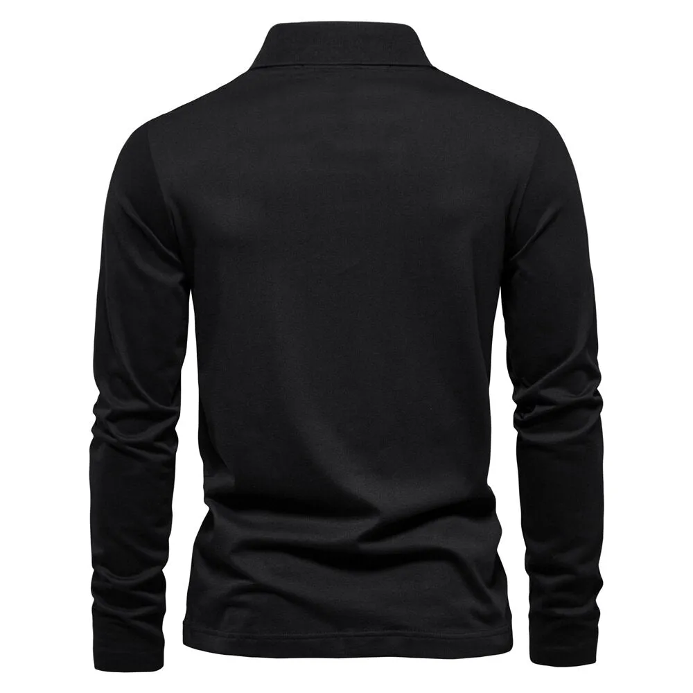 Men long Sleeve Cotton Polo T-Shirts