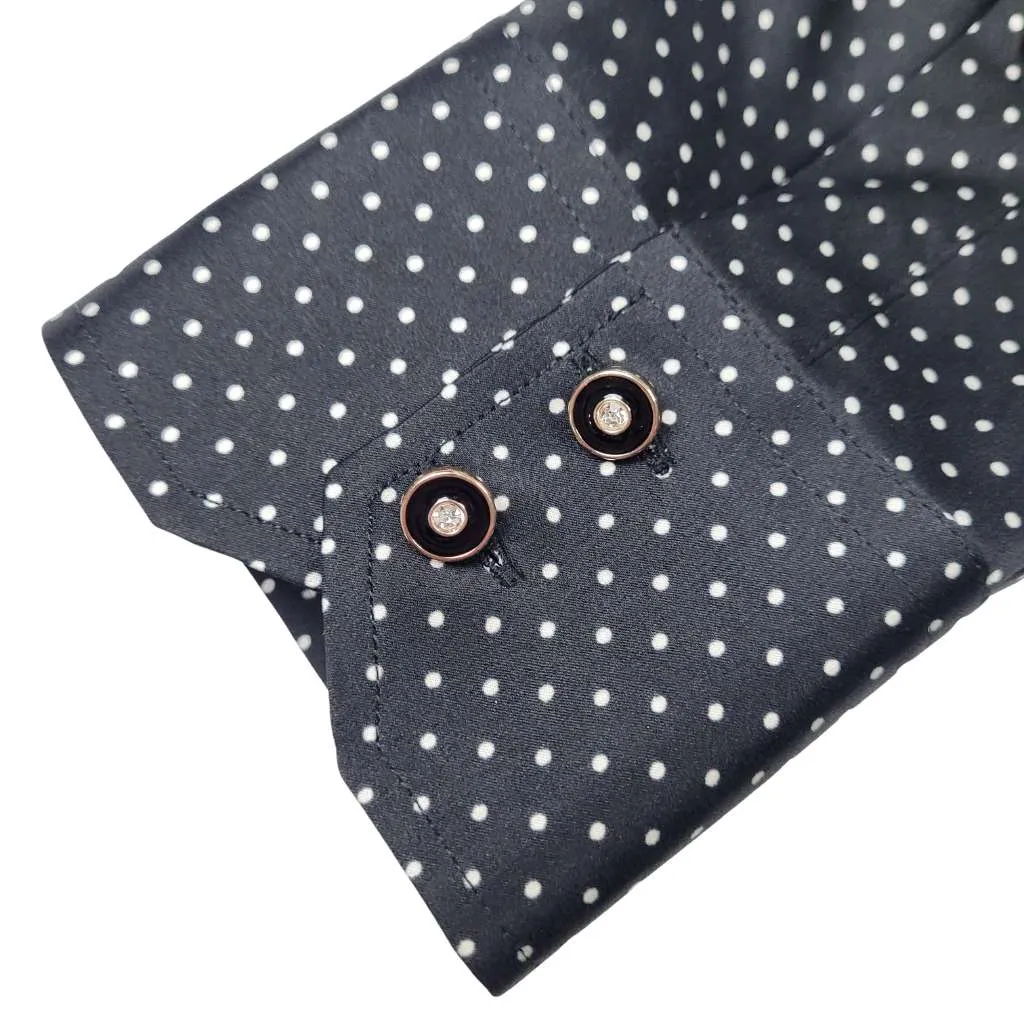 Men's Black Dotted Silk Shirt