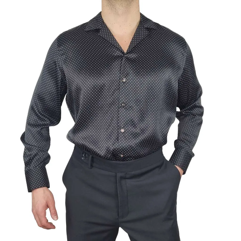 Men's Black Dotted Silk Shirt
