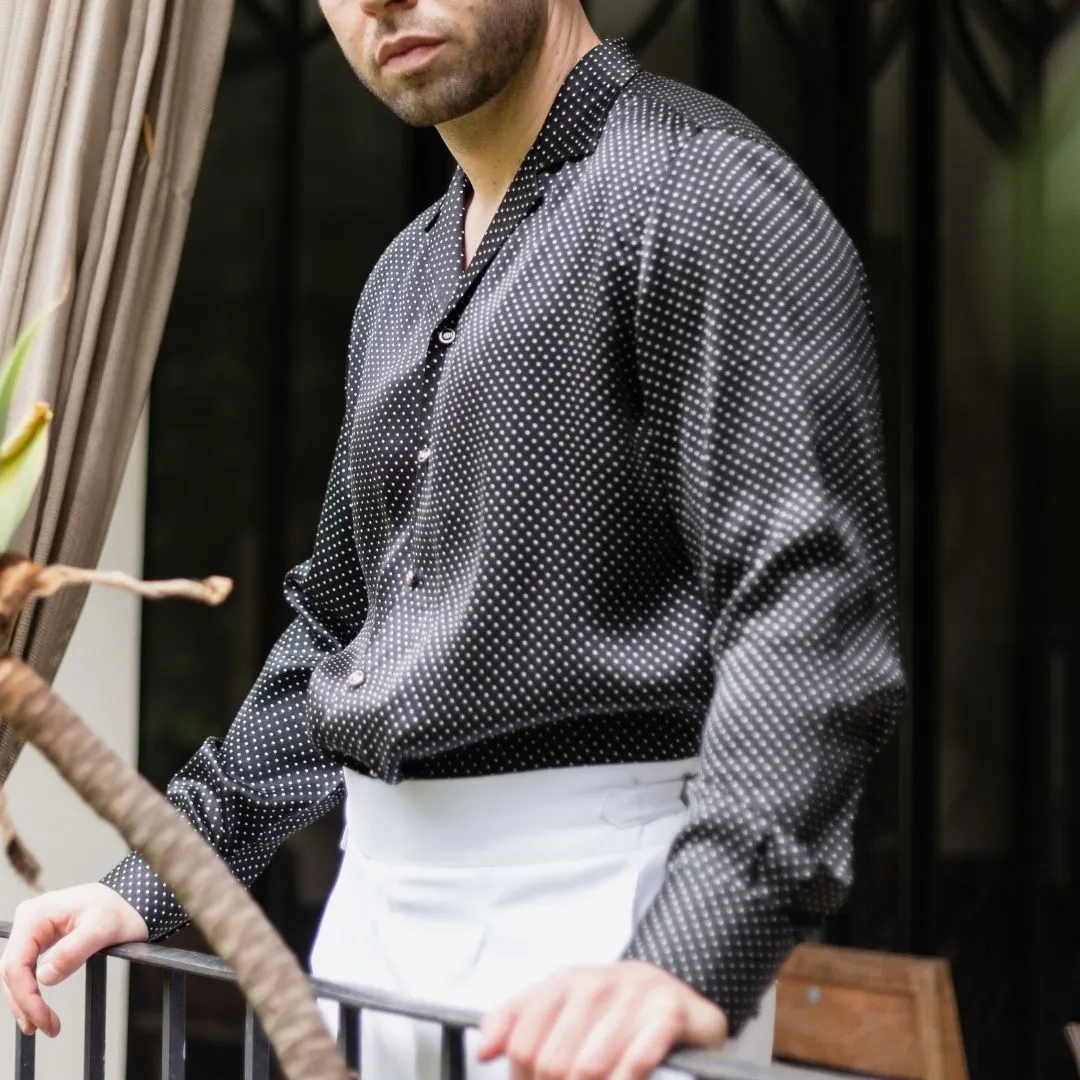 Men's Black Dotted Silk Shirt